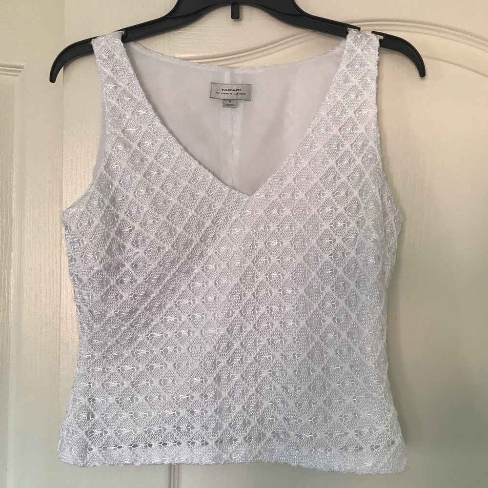 TAHARI ARTHUR S. Levine V neck crocheted top  4